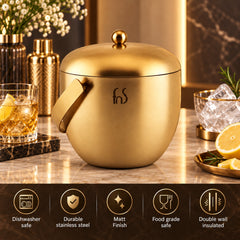 Apple Ice Bucket – Gold Matt PVD Finish (Stainless Steel)