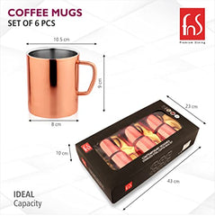 FNS Stainless Steel coffee Mugs Rose Gold (Set of 6)