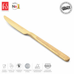 Chef Vicky Ratnani's Signature Collection By FnS Velora Dessert Knife/Dinner knife/Butter knife 2 Pcs Set | Premium Textured Handle Design Cutlery for Home, Dining & Kitchen