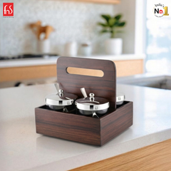 FnS Cadiz Wooden Revolving Condiment Set