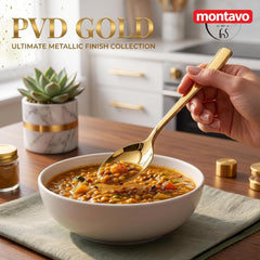 Montavo by FnS Stainless Steel Dinner Spoons | Set of 12 PVD Gold Mirror Finish