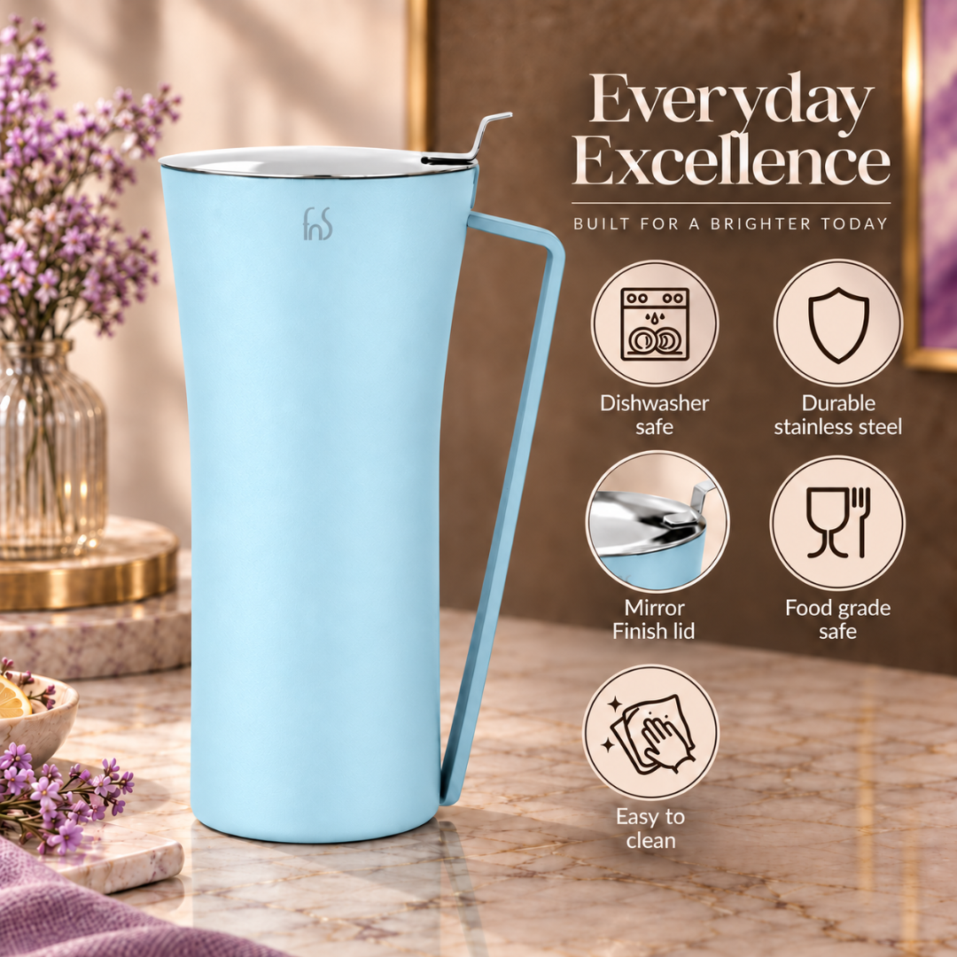 FnS Royal Sky Blue Stainless Steel Water Pitcher/Jug 1.2L