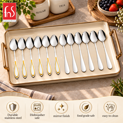 FnS Victoria Tea Spoon & Classic 24K Gold Baby Spoon Combo Set (12 Pcs)