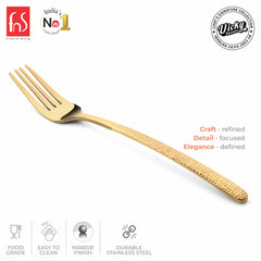 Chef Vicky Ratnani's Signature Collection By FnS Velora Stainless Steel Dessert Fork 6 Pcs Set | Premium Textured Handle Design Cutlery for Home, Dining & Kitchen