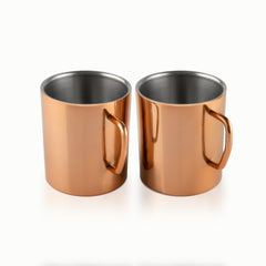 FNS Stainless Steel coffee tea Mugs Rose Gold (Set of 2)