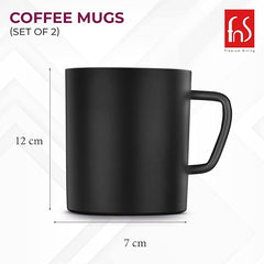 FNS Stainless Steel Coffee Mugs Black (Set of 2)
