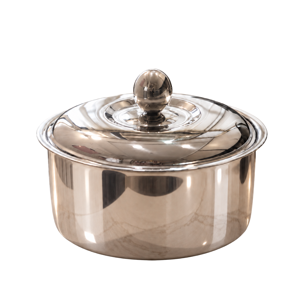 FnS Crista Double Walled Mirror Finish Stainless Steel Casserole 3000ml