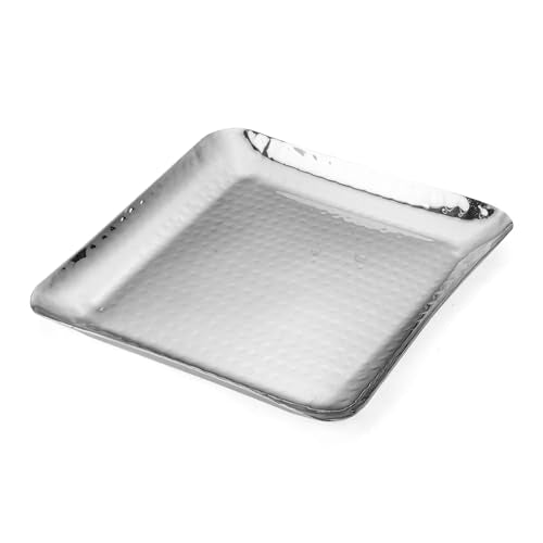 FnS Stainless Steel Square Hammered Finish Deep Platter