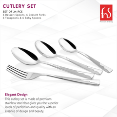 Montavo by FnS Creta Stainless Steel 24 Pcs Cutlery Set in Leatherette Box