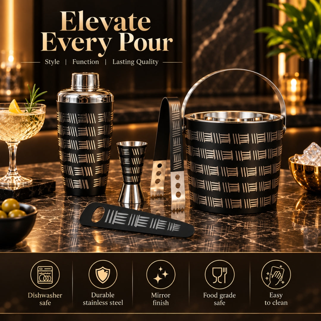 Maestro Bar Set – 5-Piece Black Bar Tool Set
