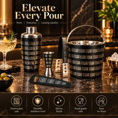 Maestro Bar Set – 5-Piece Black Bar Tool Set