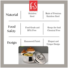 FnS Genoa Stainless Steel Casserole (1600 ML)