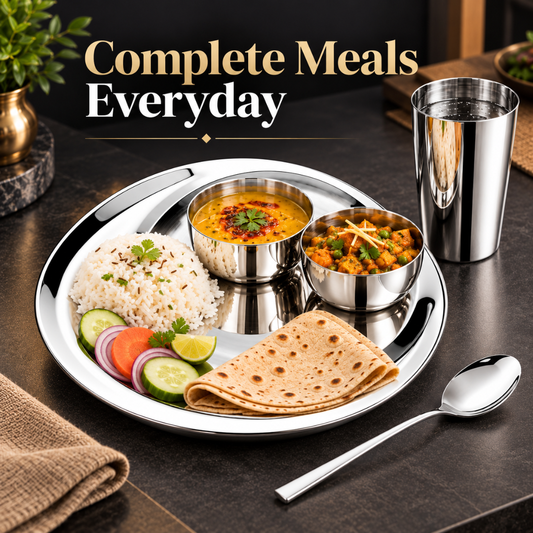 FnS Aristo Stainless Steel 5 pcs Dinner Thali Set