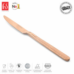 Chef Vicky Ratnani's Signature Collection By FnS Sorrento Rose Gold Dessert Knife/Dinner knife/Butter knife 2 Pcs Set | Premium Textured Handle Design Cutlery for Home, Dining & Kitchen