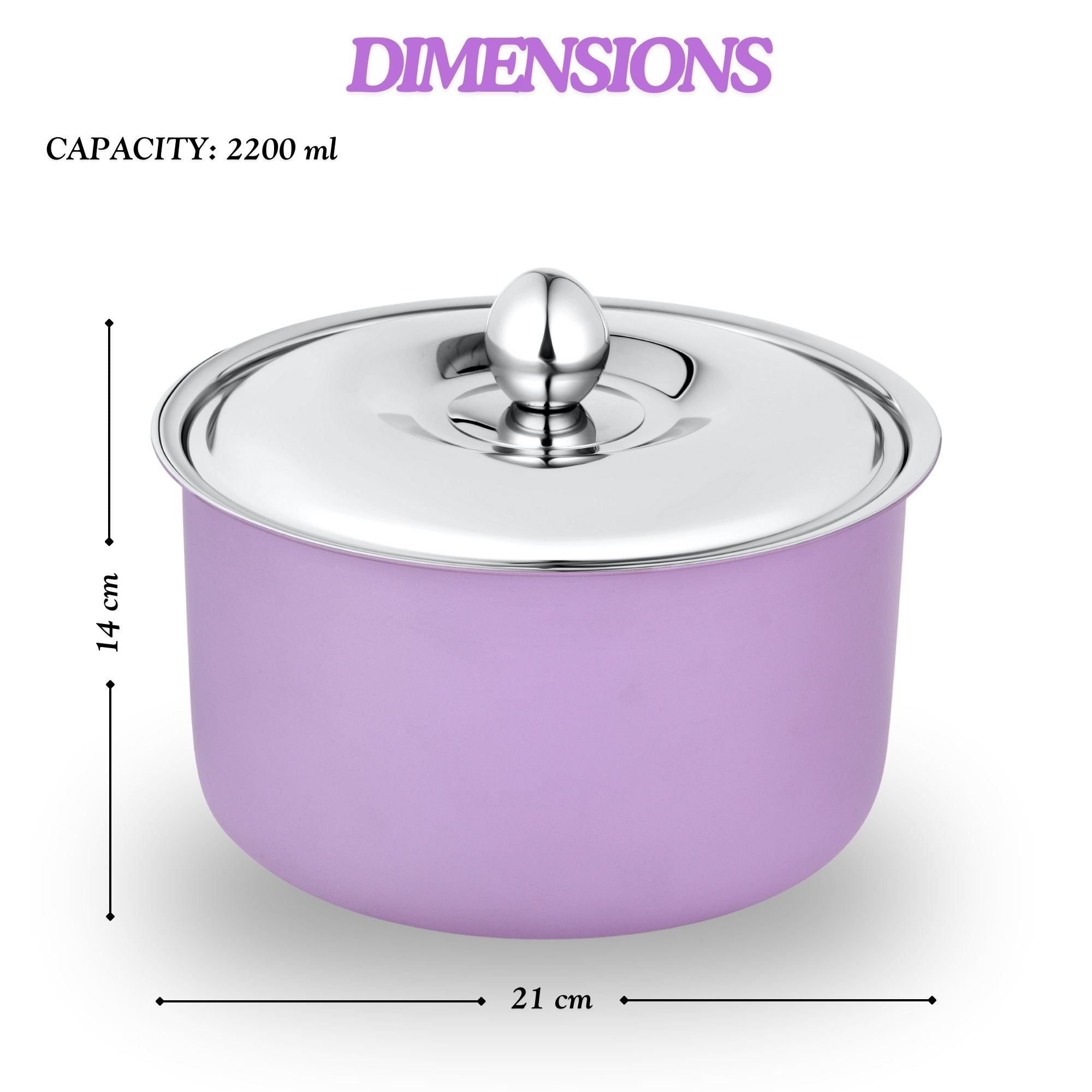 FNS Alwin Purple Finish Stainless Steel Double Wall Insulated Designer Casserole with Lid (2200 ml)