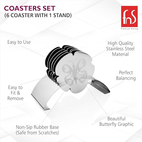 FnS Anemone Stainless Steel butterfly shape Coasters