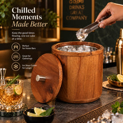 Wooden Ice Bucket – Wood & Stainless Steel Finish