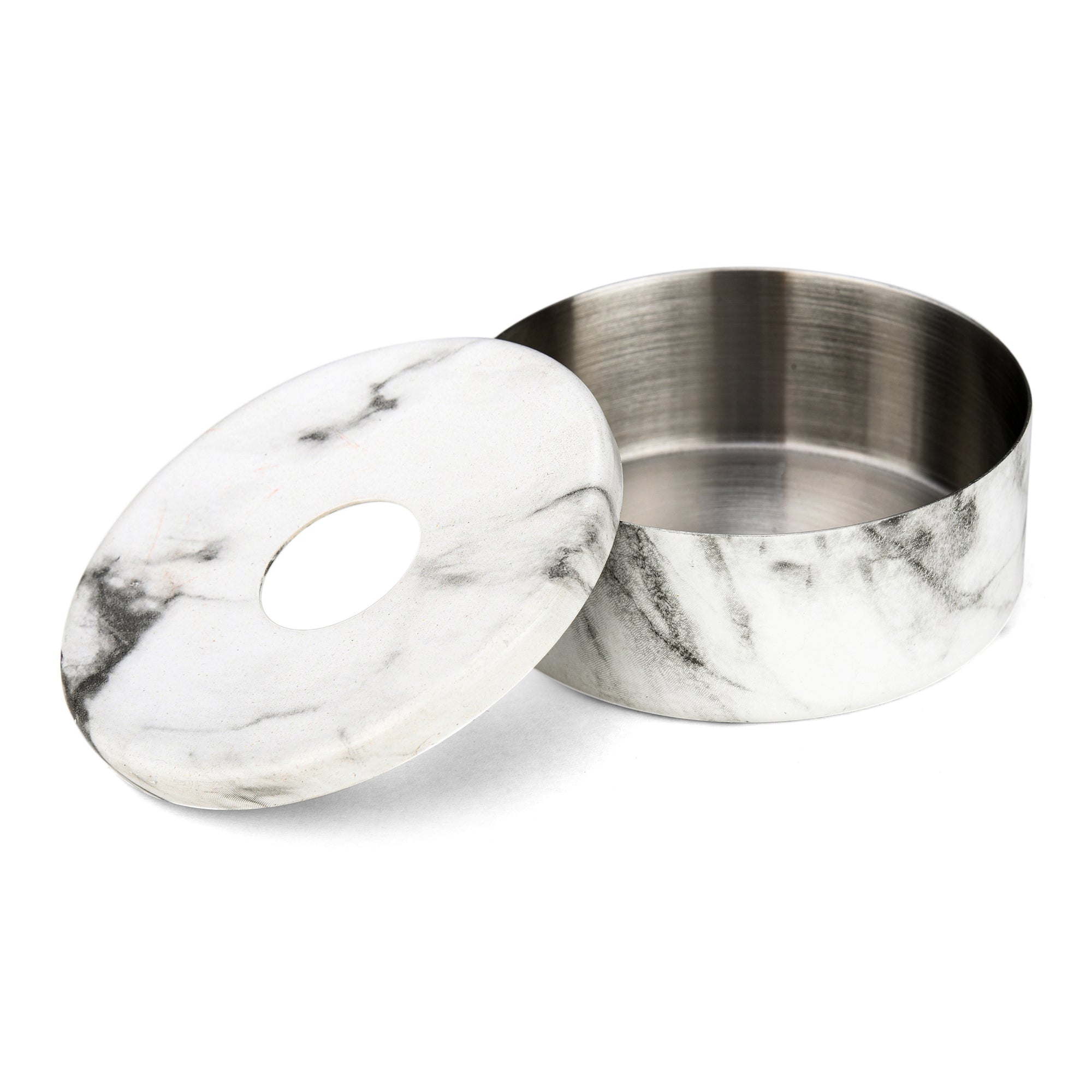 FnS Matto Marbel Finish Steel Ashtray with Lid