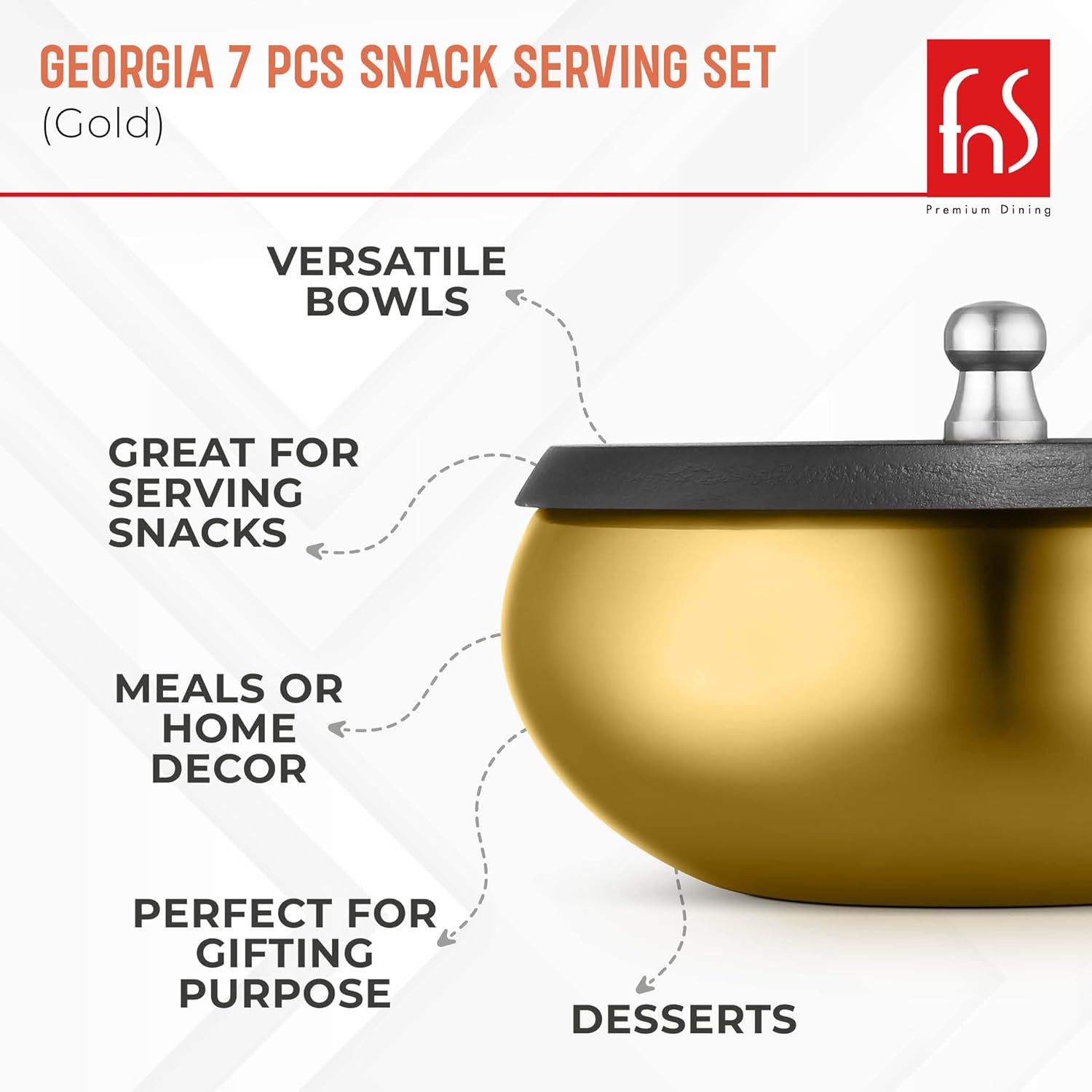 FNS Premium Stainless Steel Georgia Serving Set (Gold)