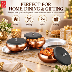 FnS Wave 4-Pc Rose Gold Stainless Steel Serving Set