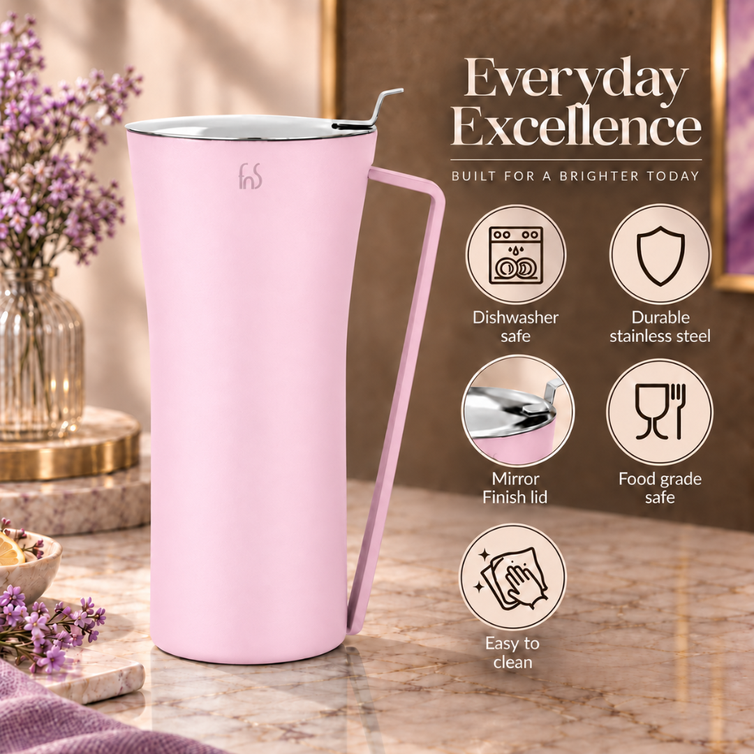 FnS Royal Pink Stainless Steel Water Pitcher/Jug 1.2L
