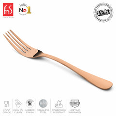 Chef Vicky Ratnani's Signature Collection By FnS Livo Rose Gold Stainless Steel Dessert Fork 6 Pcs Set | Premium refined finish Handle Design Cutlery for Home, Dining & Kitchen