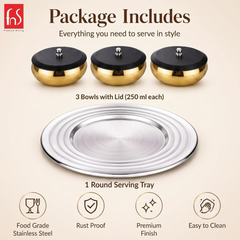 FnS Orbit 4-Pc Gold Stainless Steel Serving Set
