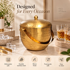 Apple Ice Bucket – Hammered Gold Matt PVD Finish (Stainless Steel)