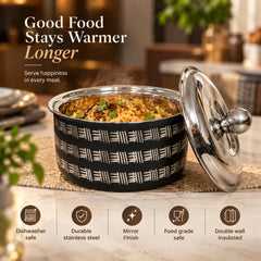Maestro Casserole 850ml Double-Walled Stainless Steel, Black Finish
