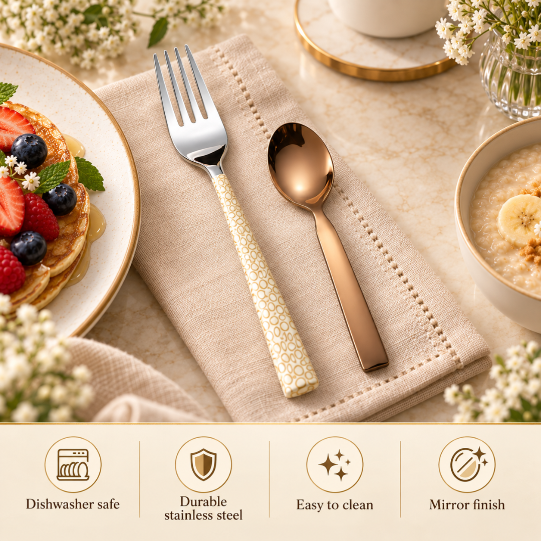 FnS Pebble Dinner Fork & Allie Baby Spoon Combo Set (12 Pcs)