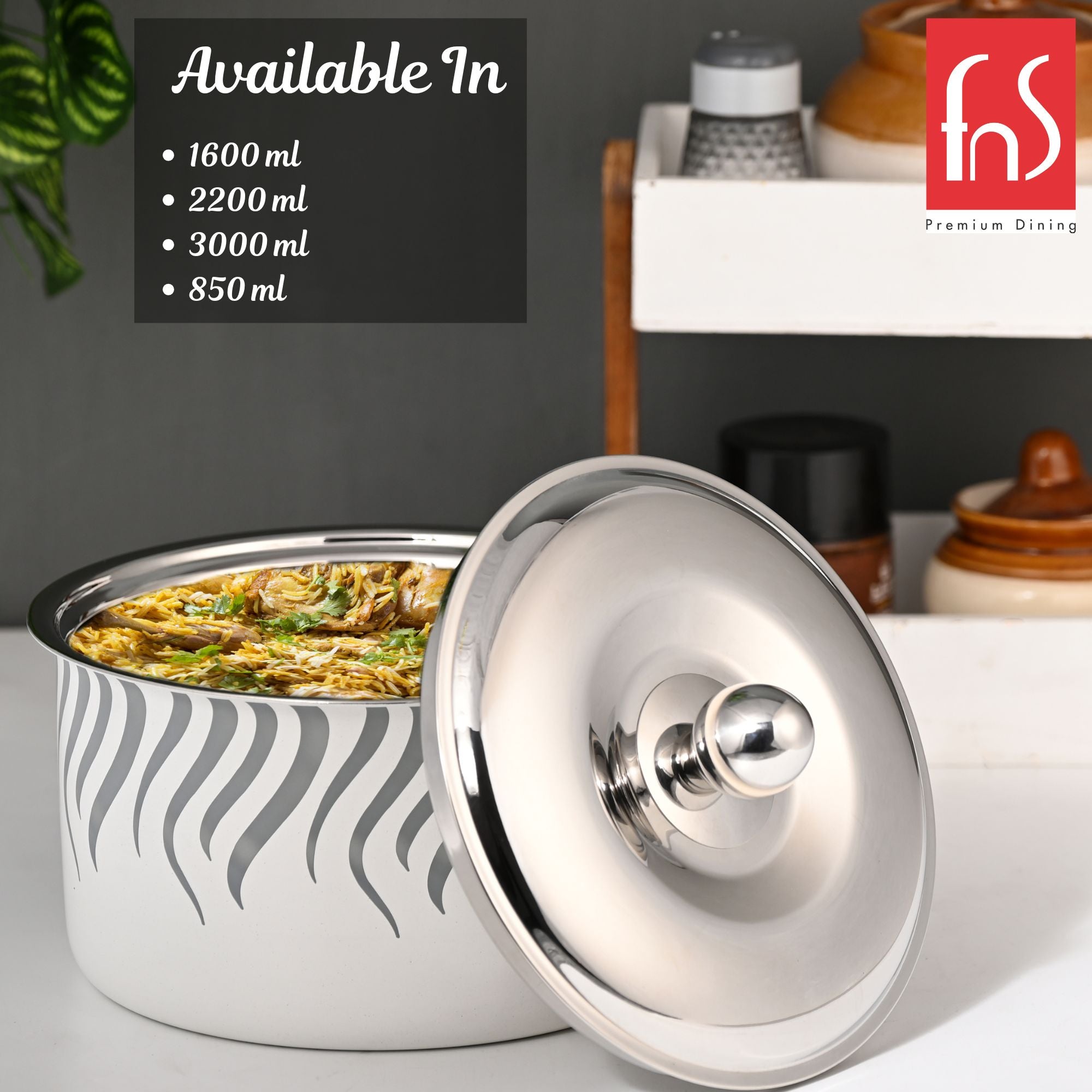 FnS Flame Stainless Steel Casserole (2200ml)