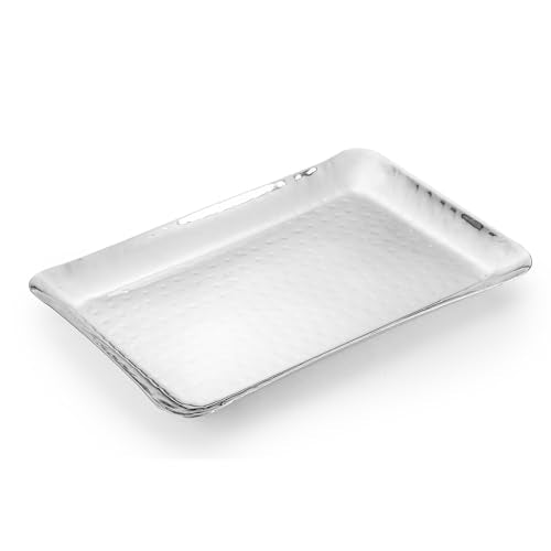 FnS Stainless Steel Rectangular Hammered Finish Deep Platter