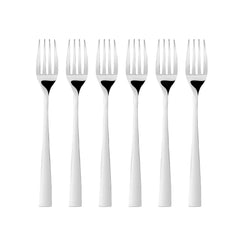 FnS Slimline Stainless Steel Mirror Finish Dinner Fork Set of 6