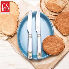 FnS RAGA 24 Karat Gold Plated Stainless Steel Dinner/Butter Knife (Set of 2)