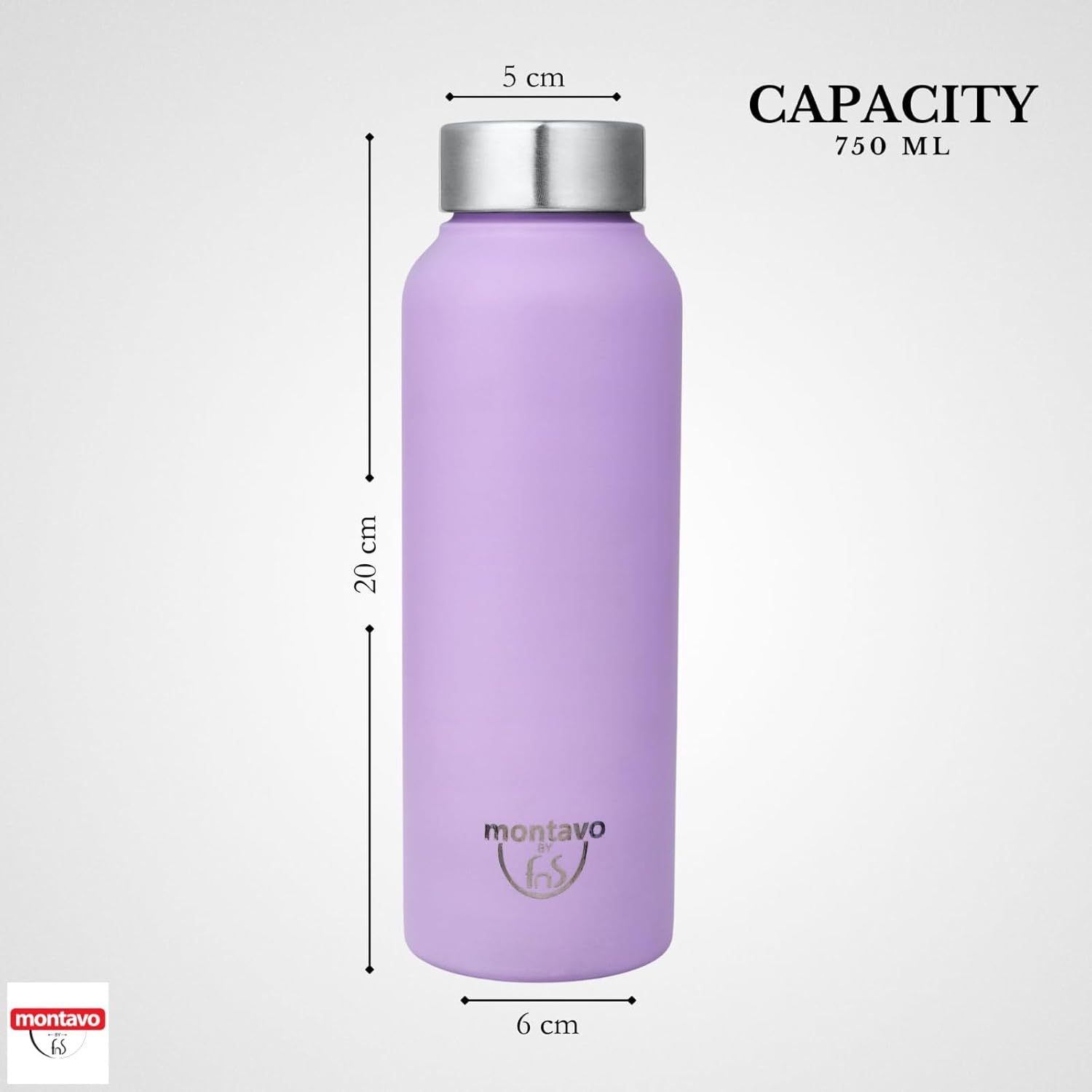 Montavo by FnS Lilac Mist color Stainless Steel Water Bottle (Capacity 750 ml)