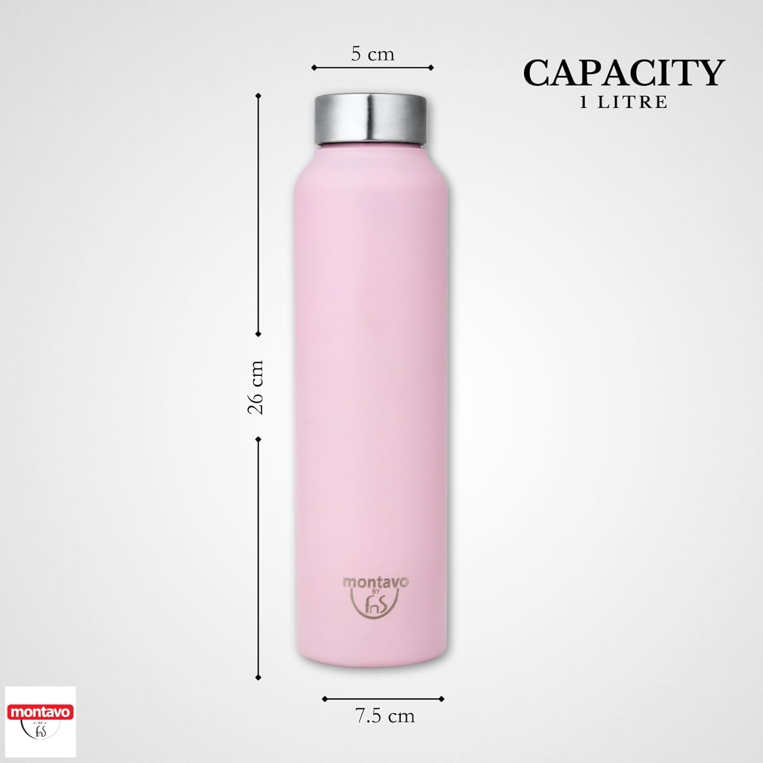 Montavo by FnS BlushBloom color Stainless Steel Water Bottle (Capacity 1 ltr)