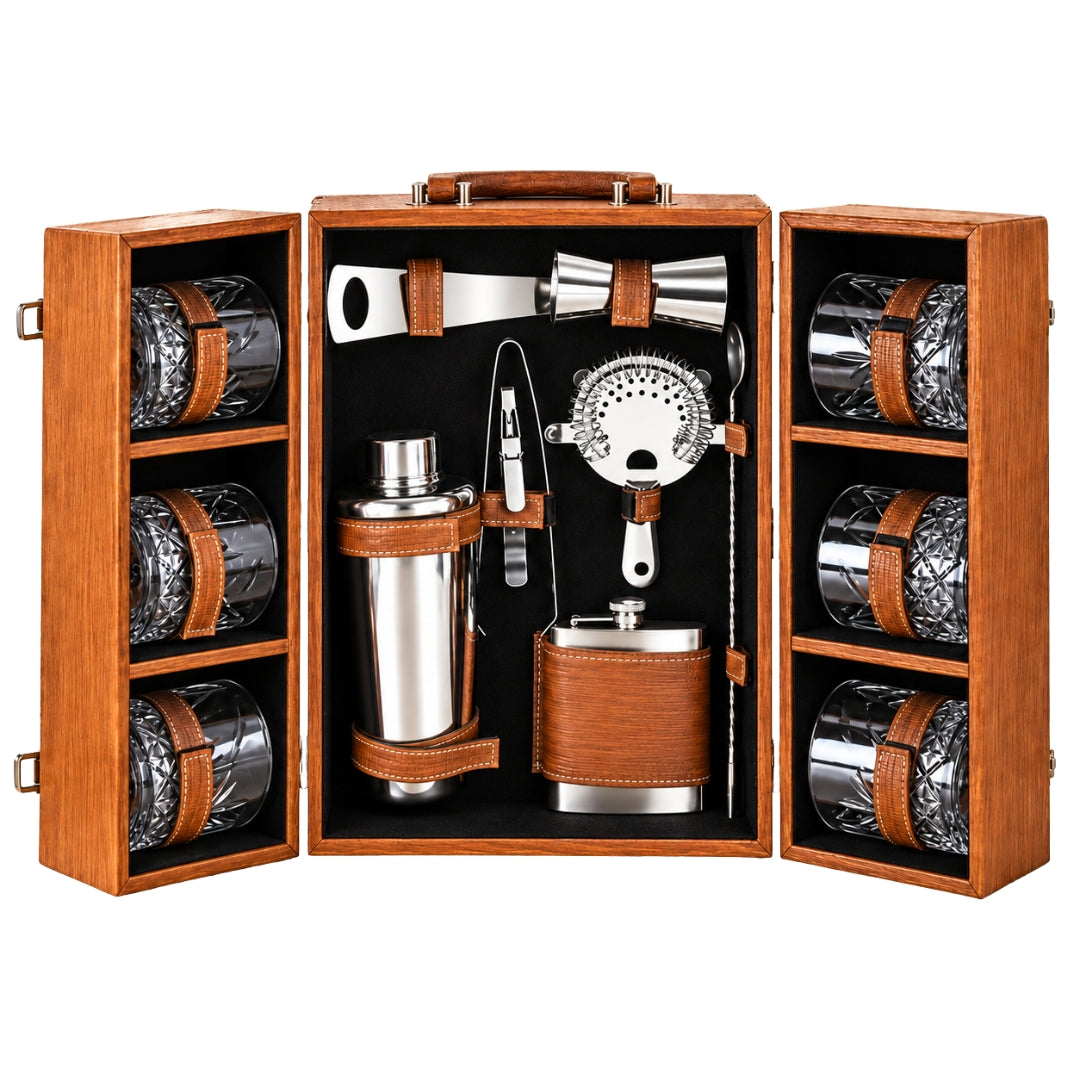 FnS Spirito 14 Pcs Bar Set with Premium Wooden Box