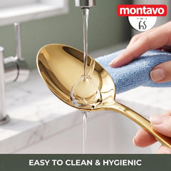 Montavo by FnS Stainless Steel Dinner Spoons | Set of 12 PVD Gold Mirror Finish