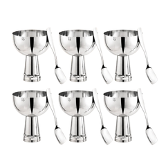 FnS Basil Stainless Steel Ice Cream Bowl & Spoon Set of 6