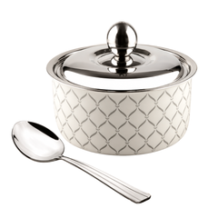 FnS Lecce Double Wall Stainless Steel Casserole 2200ml with Lid and Venice Serving Spoon Combo
