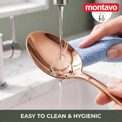 Montavo by FnS Stainless Steel Dinner Spoons | Set of 12 PVD Rose Gold Mirror Finish