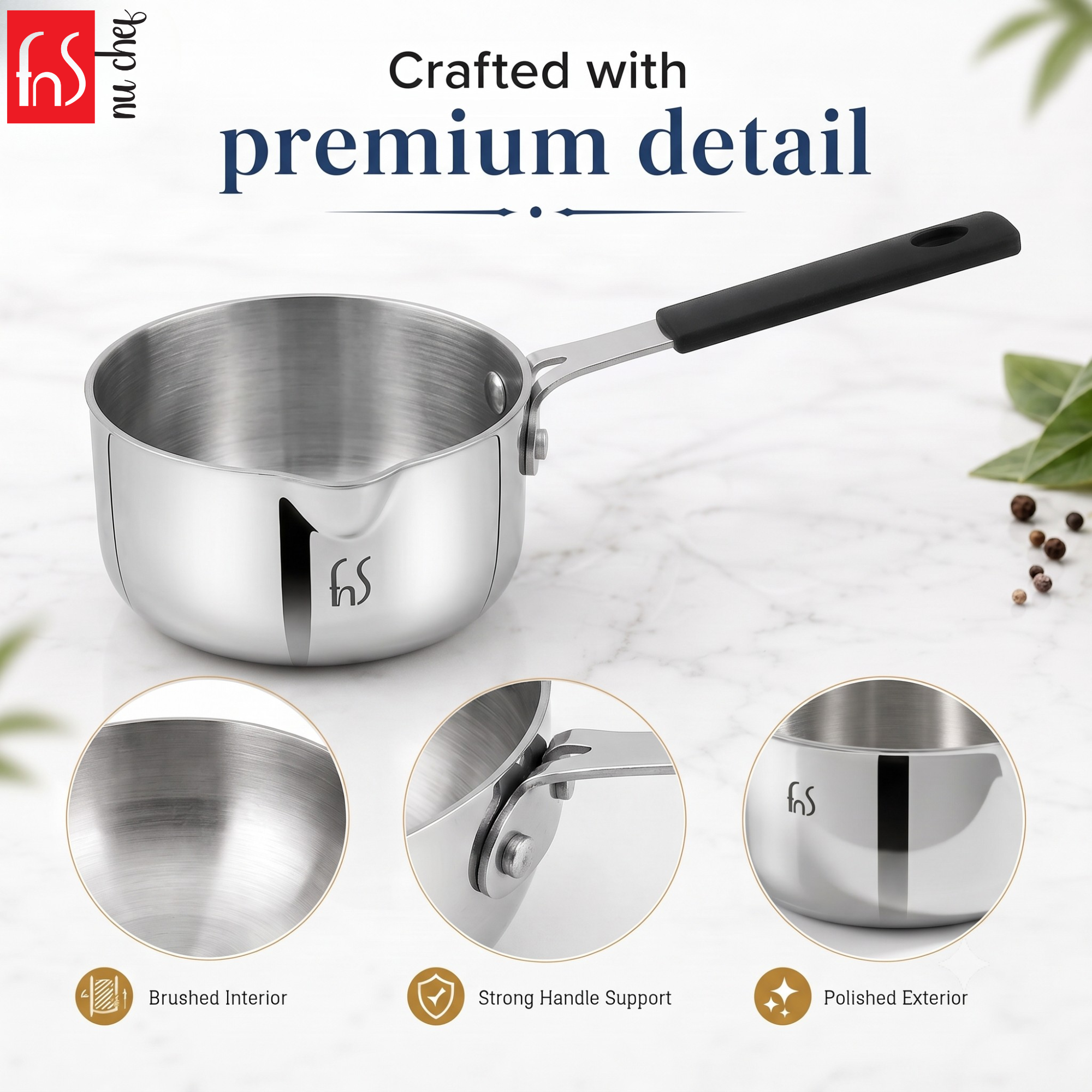 FnS Stainless Steel Mini Milk Pan 14 cm
