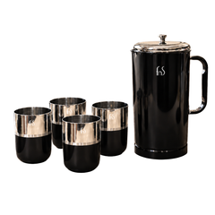 Glory Pitcher Set  Black PVD Stainless Steel Jug & Glass Set
