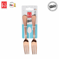 Chef Vicky Ratnani's Signature Collection By FnS Livo Rose Gold Stainless Steel Dessert Fork 6 Pcs Set | Premium refined finish Handle Design Cutlery for Home, Dining & Kitchen