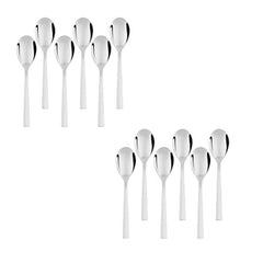 FnS - Stainless Steel, Slimline Style - Dinner Spoon Set, Pack of 12 Spoons - Cutlery for Dining, Kitchen, Home Use - Classic Silver Finish
