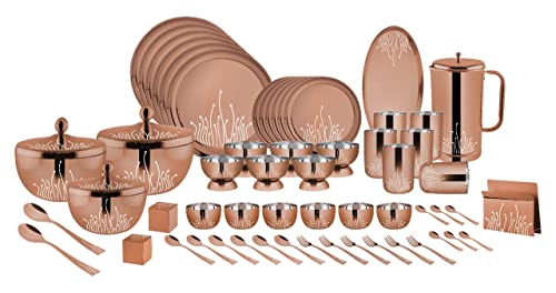 FnS LEHEREN Stainless Steel Rose Gold Dinner Set (78pcs)