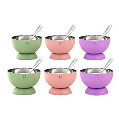 FnS Mellora 6-Pc Multicolour Stainless Steel Dessert Bowl & Spoon Set
