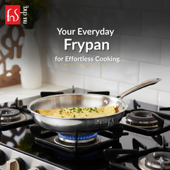 FnS NuChef Cookware Triply Frypan 26 CM With Stay-Cool Handles | Even Heat Distribution, Durable & Rust-Free Cookware