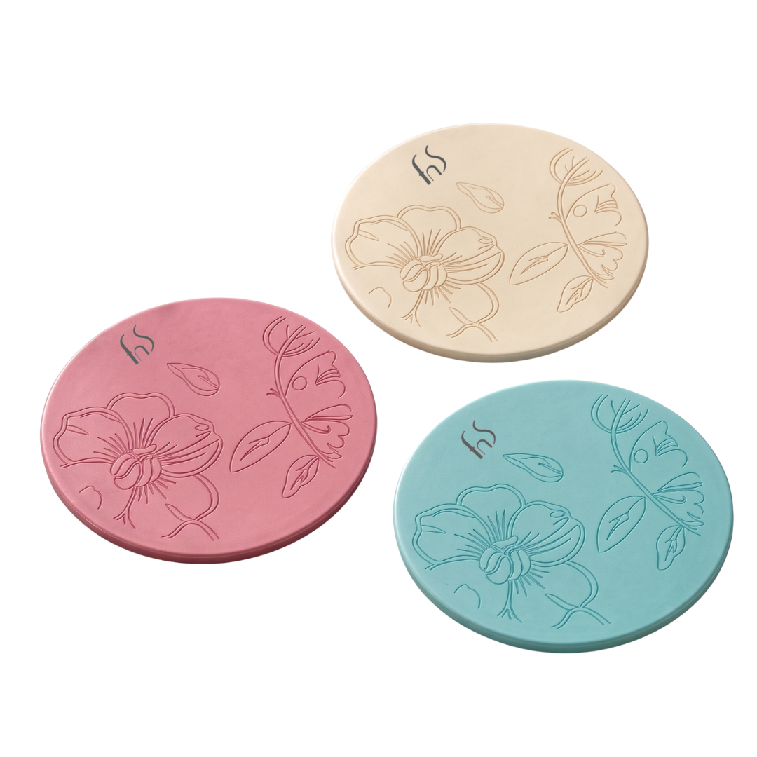 FnS Odiel 6-Pc Floral Stainless Steel Round Coaster Set