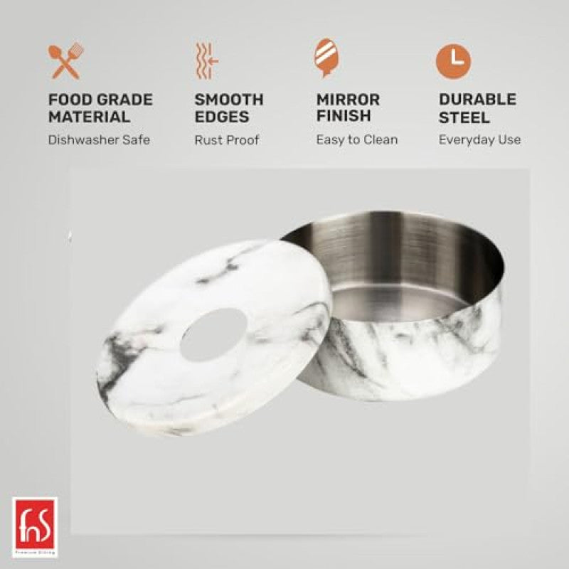 FnS Matto Marbel Finish Steel Ashtray with Lid